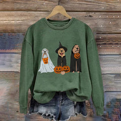 Halloween Dog Pumpkin Print Sweatshirt