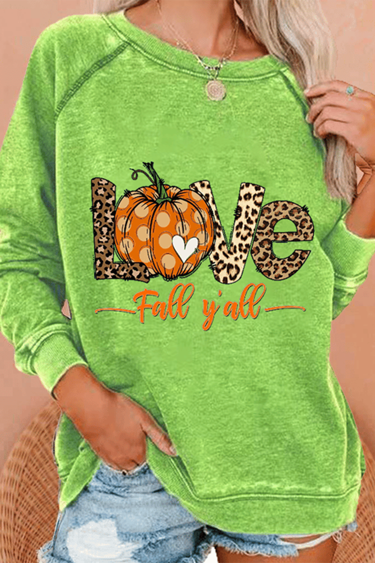 Casual Pumpkin Print Long Sleeve Sweatshirt