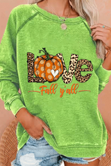 Casual Pumpkin Print Long Sleeve Sweatshirt