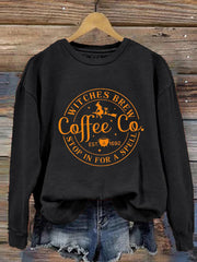 Halloween Funny Coffee Co Witches Brew Prnted Sweatshirt