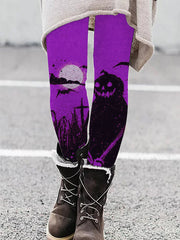 Vintage Halloween Pumpkin Ghost Art Casual Leggings
