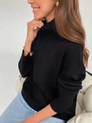 Turtleneck knitted padded loose sweater
