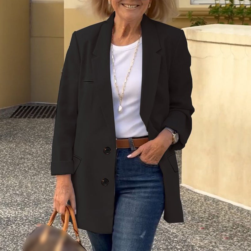 Casual Solid Button Lapel Blazer