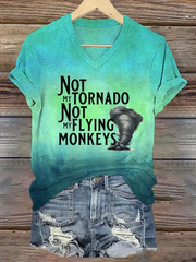 Womens Not My Flying Monkeys Print V Neck T-Shirt