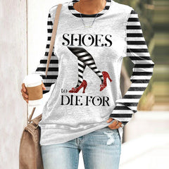 Women's Classic Ruby Red Shoes Halloween Witch Legs Print Sweatshirt