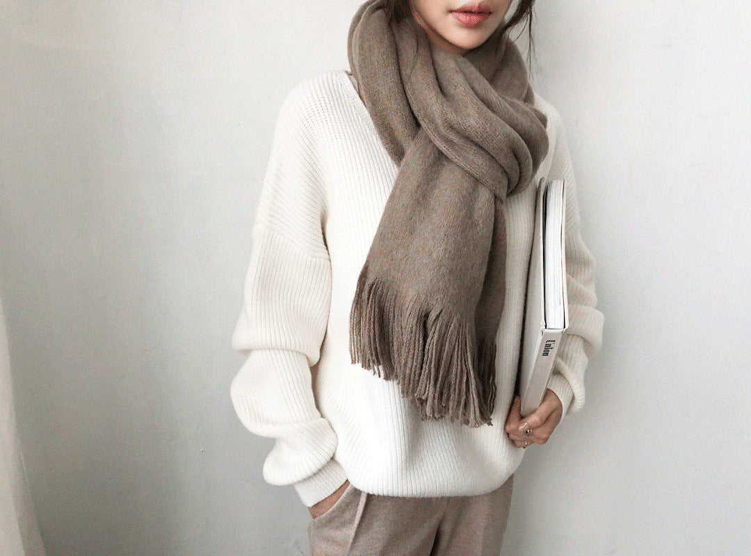 Sweater With Irregular Hem In Solid Color