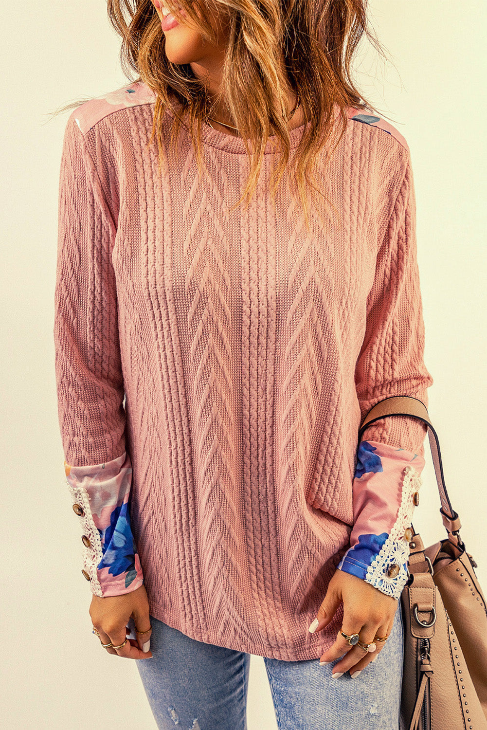 Women's Floral Lace Long Sleeve Top