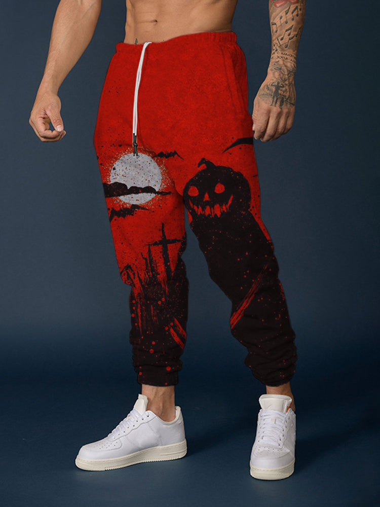 Men's Vintage Halloween Pumpkin Ghost Art  Sweatpants