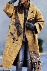 Fashion Print Lapel Long Sleeve Coat
