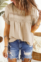 Women's Fashion Swiss Dot Lace Splicing Top