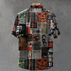 Men's Retro Dark Halloween Print Casual Shirt