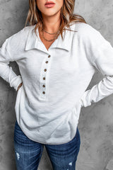 Women's White Turn-down Neck Top