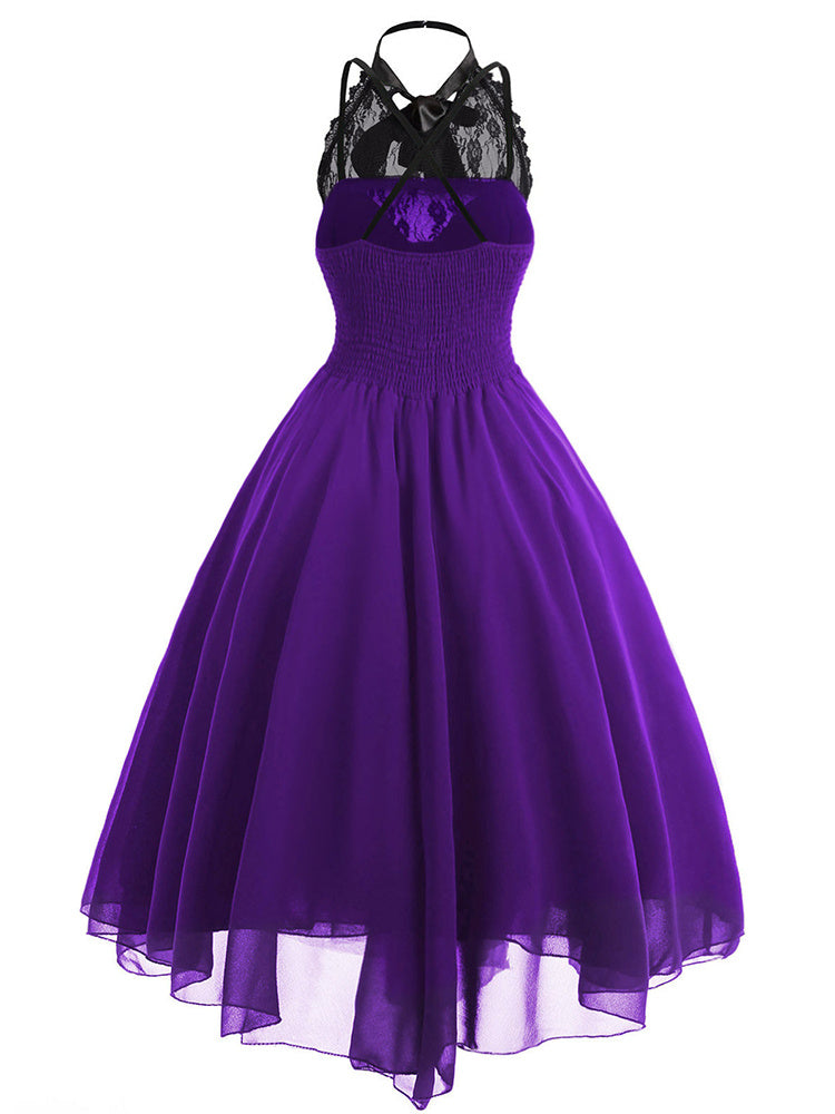 Halloween Gothic Lace Stitching Sexy Dress