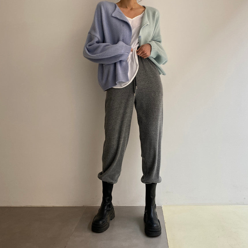 Contrast Stitching Single-Breasted Cardigan Jacket