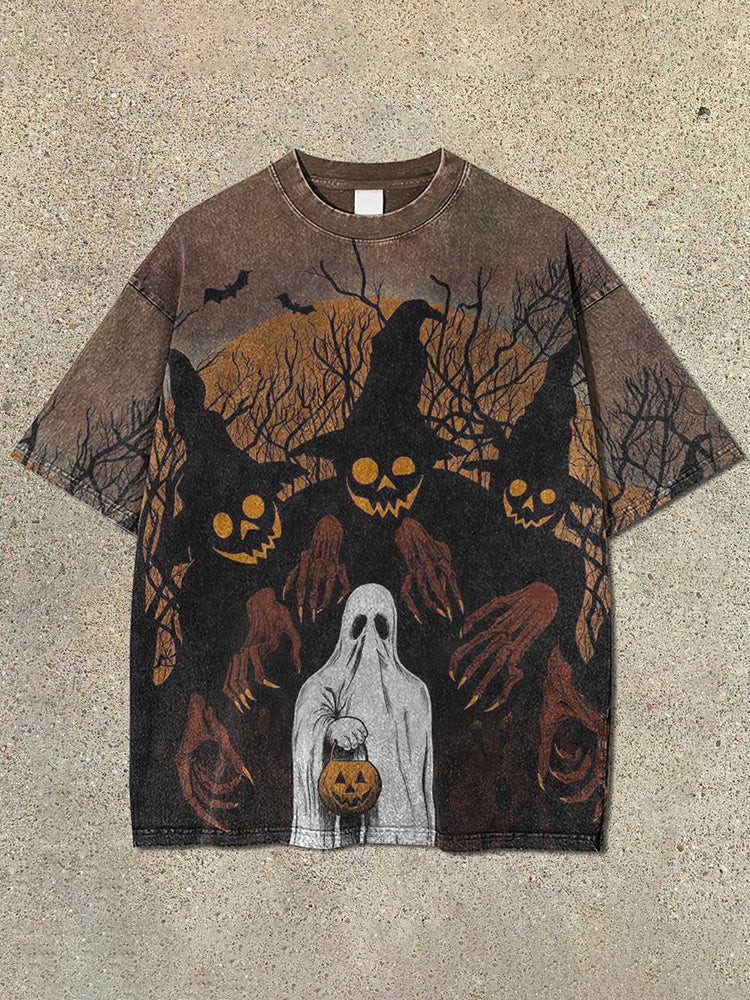 🎃💀 Halloween Fun Monster Print Short Sleeve T Shirt