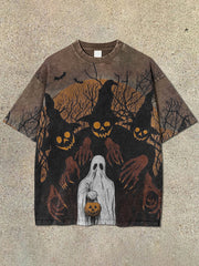 🎃💀 Halloween Fun Monster Print Short Sleeve T Shirt