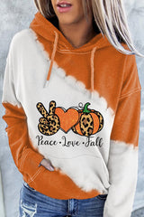 Peace And Love Halloween Print Casual Hoodie