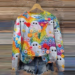 Women's Halloween Colorful Ghost Print Sweatshirt