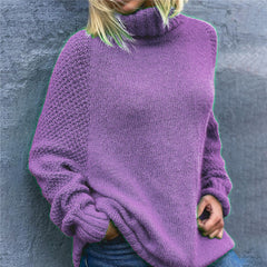 Loose Multicolor Turtleneck Casual Sweater
