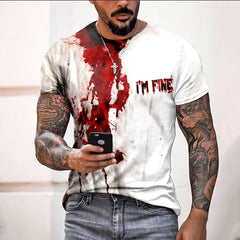 Men's  I'M Fine Bloodstain Print Halloween T-Shirt
