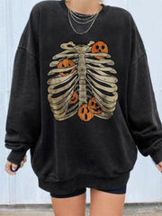 Halloween Print Casual Long Sleeve Sweatshirt