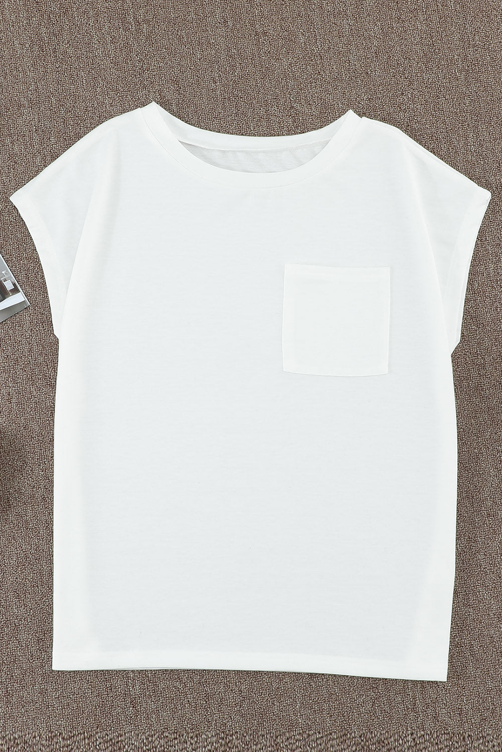Women's Beige Pocketed Side Slits Short Sleeve Tee