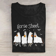 Horse Sheet Ghost Halloween Long Sleeve T-Shirt