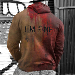 Bloody I AM FINE Printed Vintage Casual Hoodie Sweatshirt