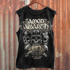 Amon Amarth Viking Warrior Skeleton Print Men's Tank Top
