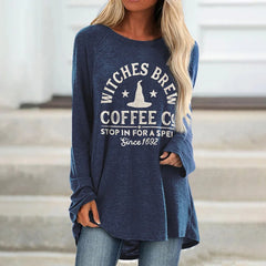 Witches Brew Coffee Co Stop In For A Spell Since 1692 Printed Tunic
