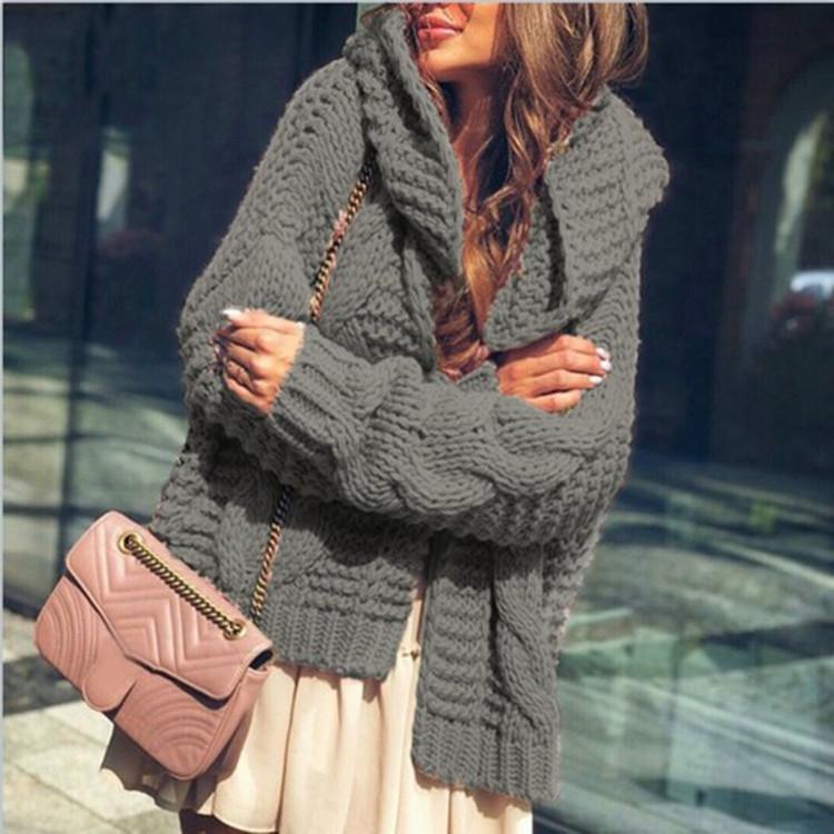 Pure Color Casual Fashion Loose Hooded Cardigan Sweater
