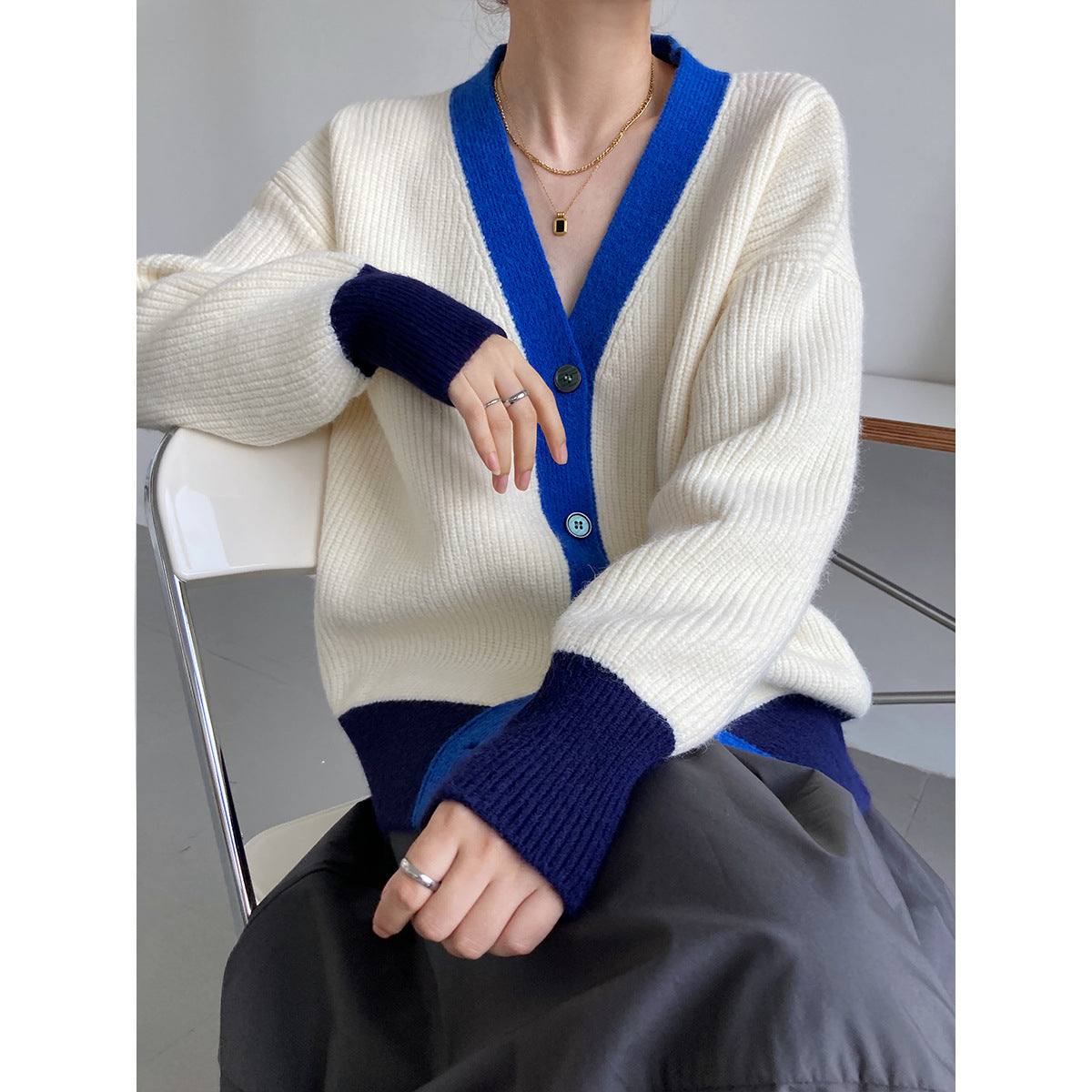 Loose Design Lazy Color Cardigan Sweater Coat