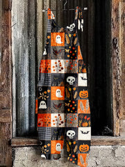 Halloween Patchwork Pattern Comfy Jumpsuit