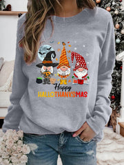 Halloween Christmas Gnome Print Crewneck Sweatshirt