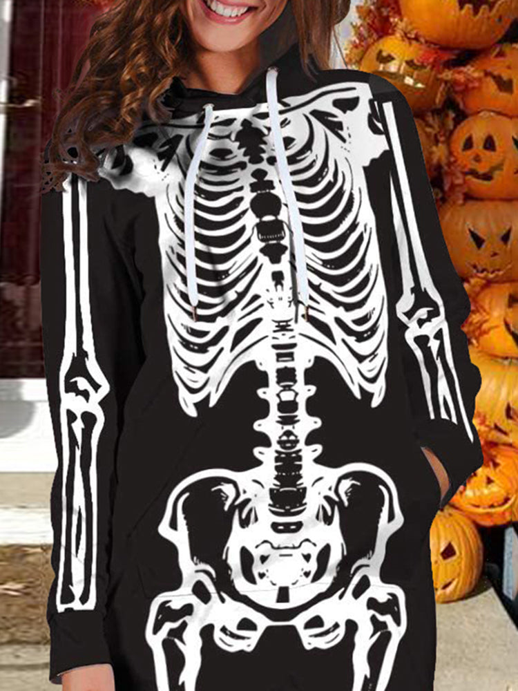 Halloween Hooded Skull Sweatshirt