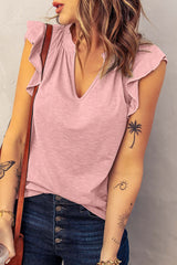 Women's Pink V Neck Sleeveless Tee