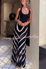 Summer of Fun Tie-dye Print Back Lace-up Stretch Maxi Dress