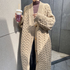 Long Twist Knit Sweater Thick Wool Sweater Cardigan