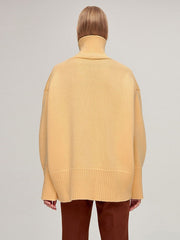 Turtleneck Solid Color Knitted Casual Pullover Sweater