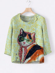 Rustic Cat Women's Linen Shirt