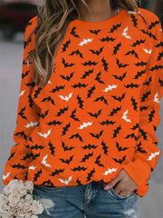 Halloween Bat Print Casual Sweatshirt