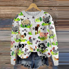 Farm Bioprint Women's Cardigan Sweater