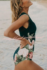 Bali Dreams Mesh Panel Strappy Back One Piece Swimsuit