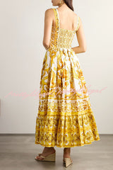 Ready To Dance Palace Print Back Smocked Maxi Dress