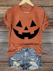 Women's Jack-O-Lantern Halloween Print T-Shirt