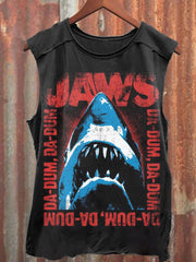 Jaws Da-Dum Da-Dum Distressed Art Print  Casual Tank Top