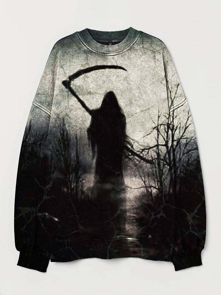 Nightmare Grim Reaper Art Washed Sweatshirt
