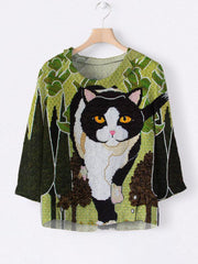 Forest Cat Women's Linen Shirt