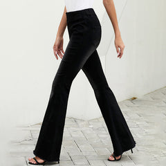 Women's Casual high elastic denim ladies flared pants