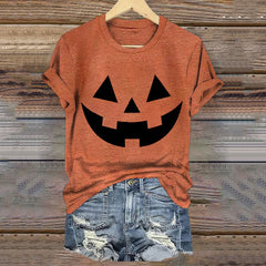 Women's Jack-O-Lantern Halloween Print T-Shirt